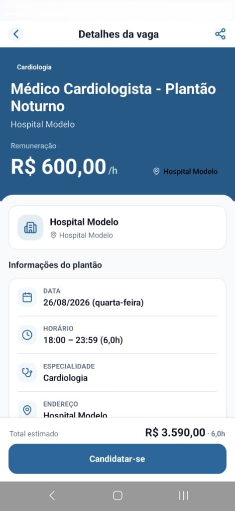 Detalhes da vaga no aplicativo Escalify